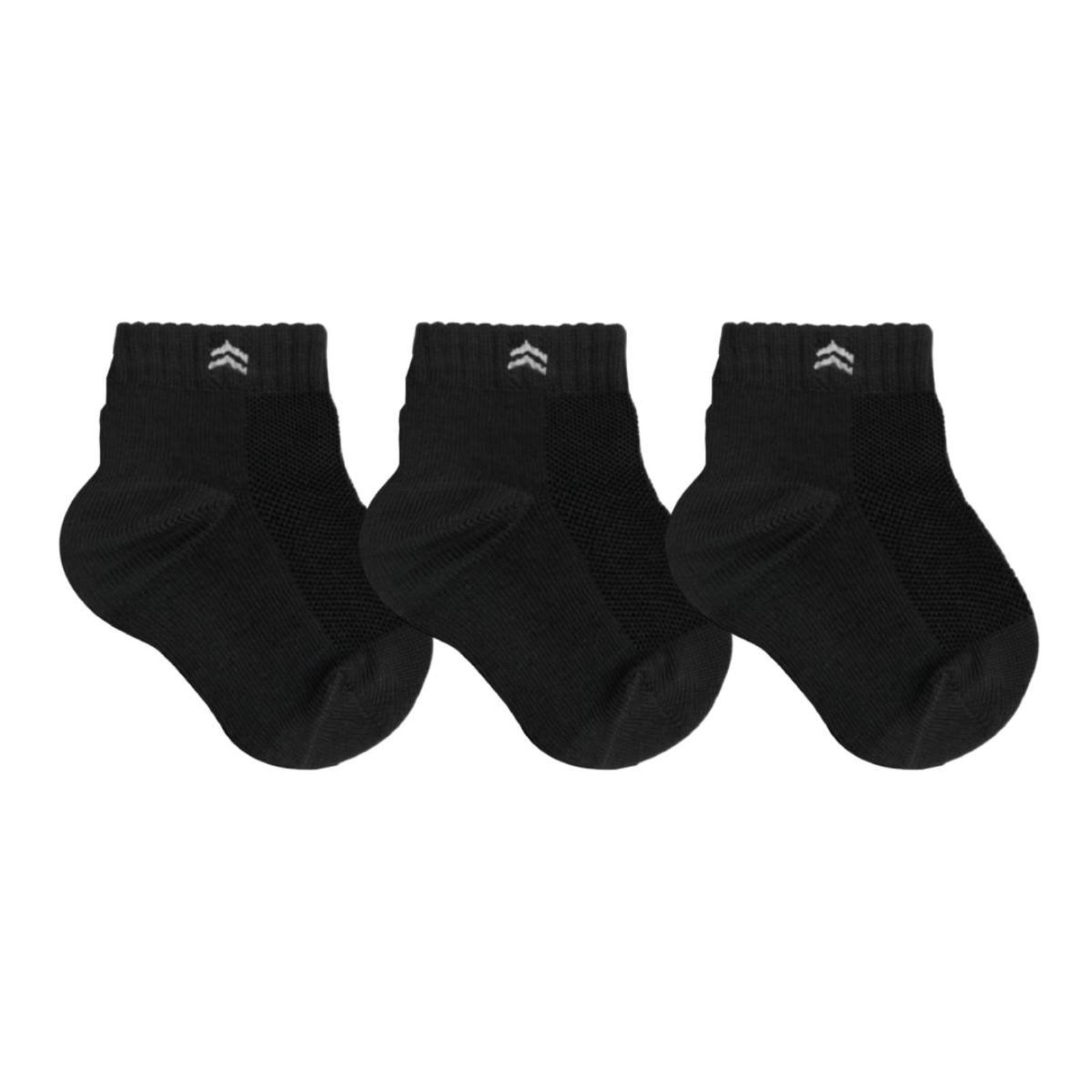 Kit 3 Pares de Meias QLC Sports Algodão Cano Médio Preto
