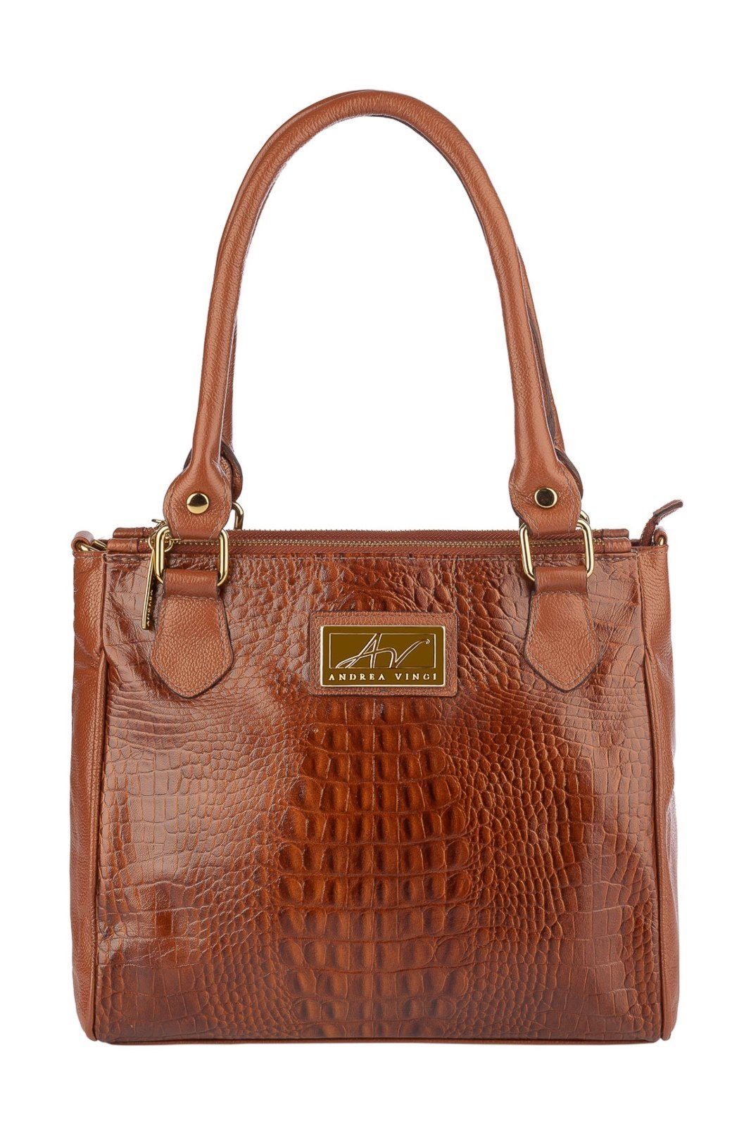 Bolsa de couro com divisórias croco Tiffy – Whisky