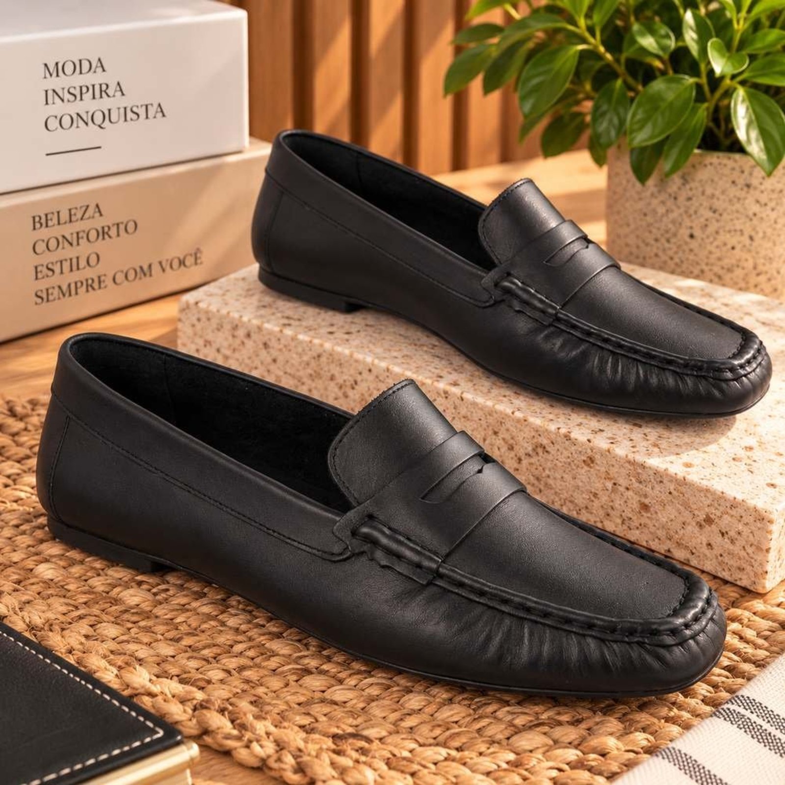 Mocassim Feminino Em Couro Legítimo Confortável Elegante Casual Elegante Estilo Clássico Maria Paula Preto