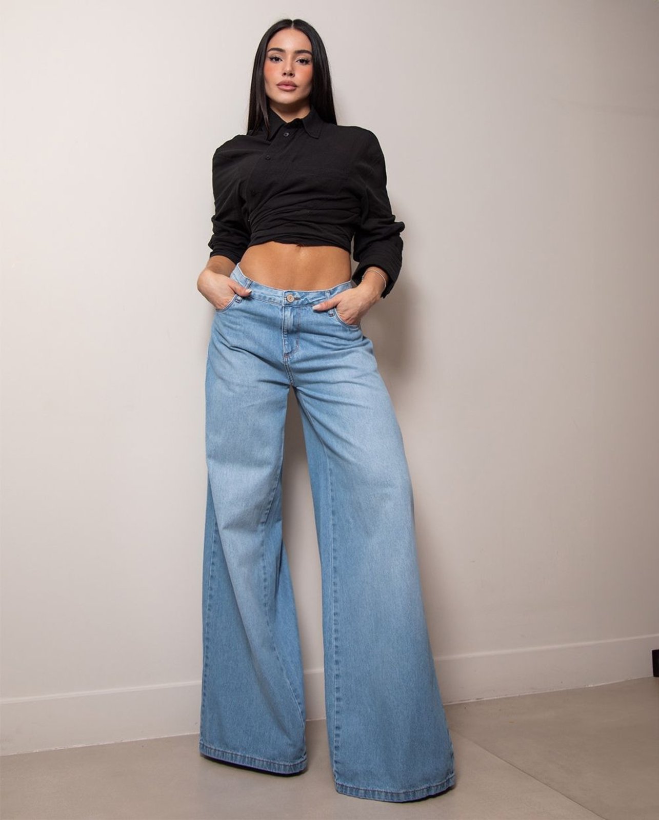 Calça Jeans Wide Leg Feminina Relaxed 25681 Clara Consciência