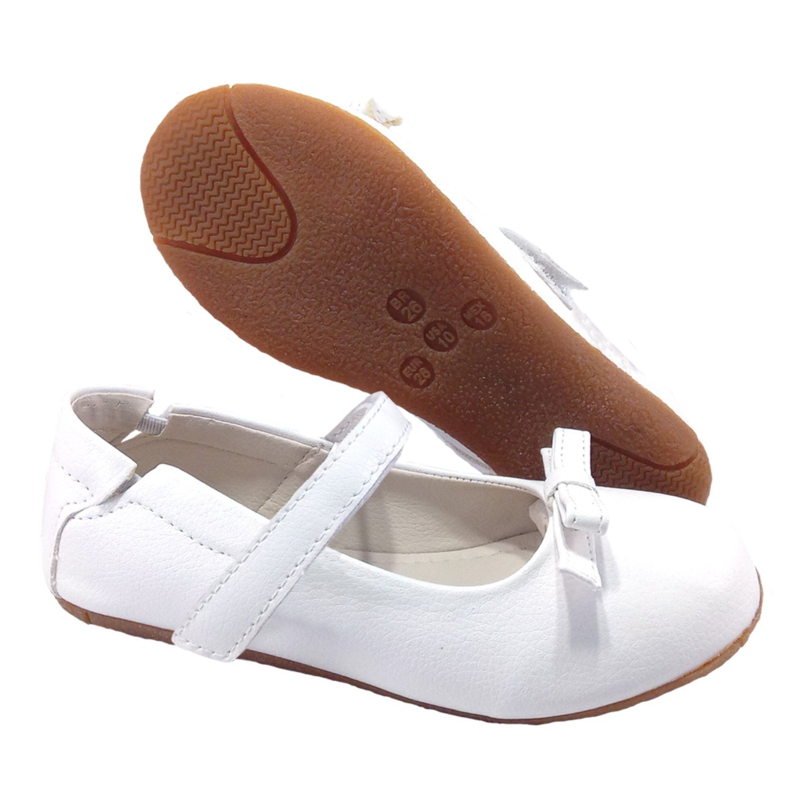 Vista 3 Infantil - Sapatilha Menina de Fivela Enfeite Laço Ajuste Elástico Sapato Boneca Bailarina Kimey branco Kimey branco