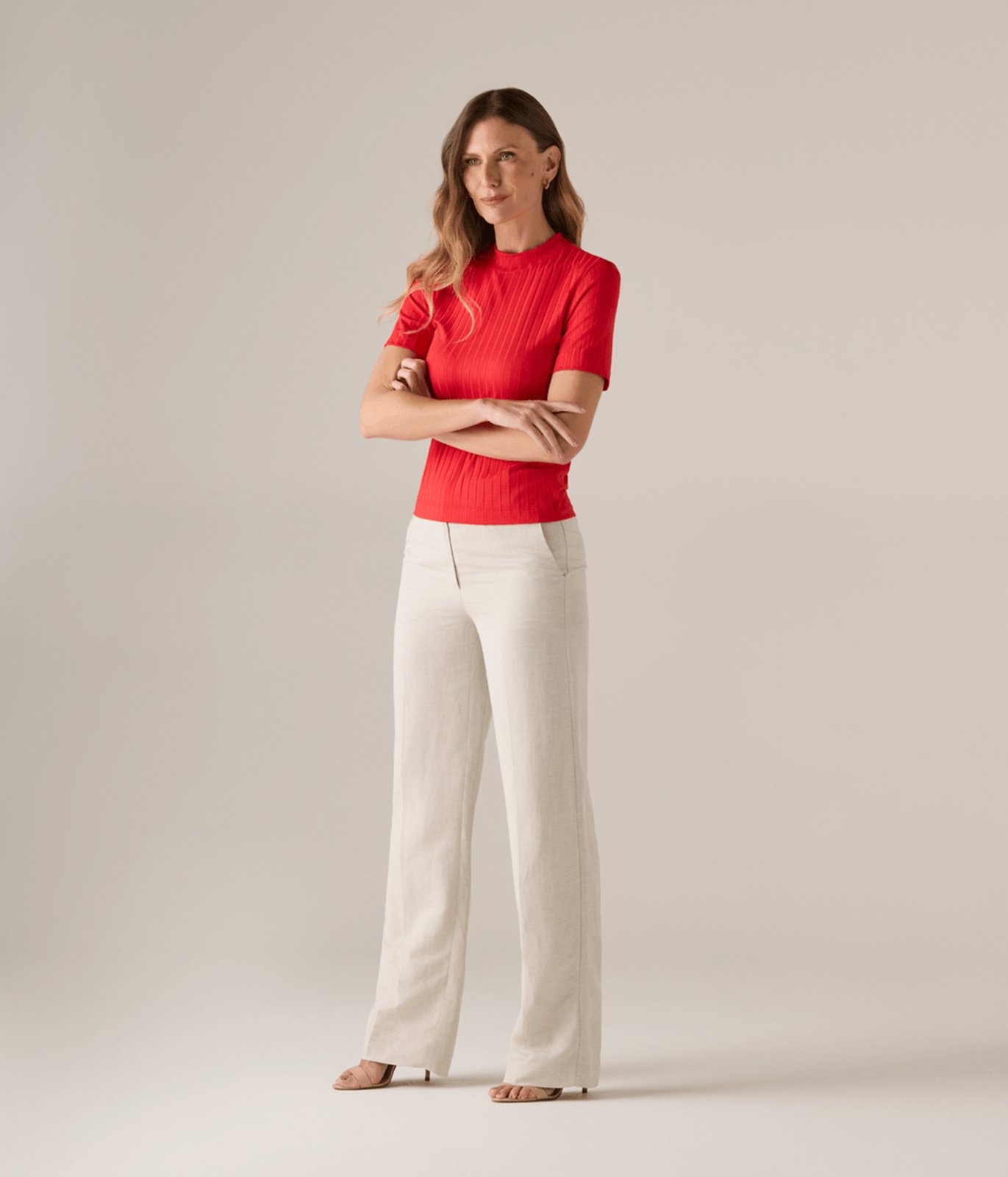 Calca Makenji Pantalona Cos Largo Feminina Linho