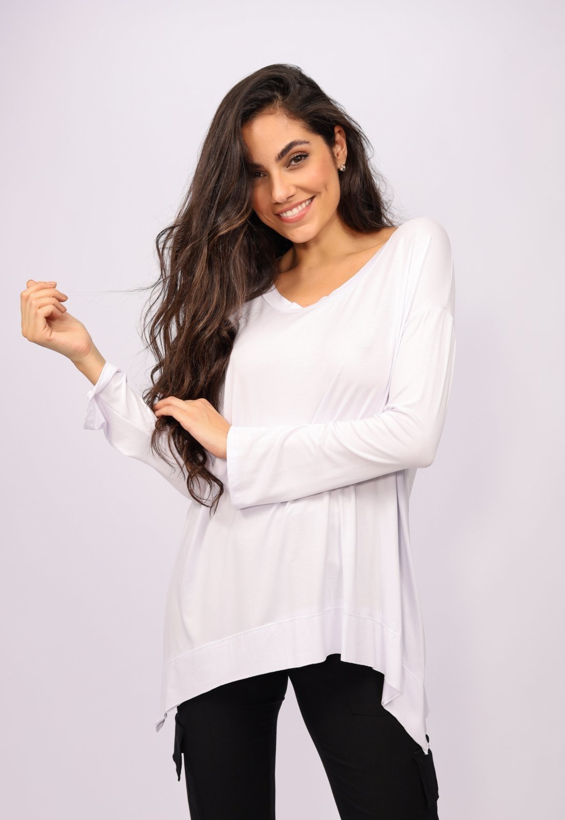 Vista 3 T-Shirt Amazonia Vital Ampla Malha Manga Longa branco Amazonia Vital branco