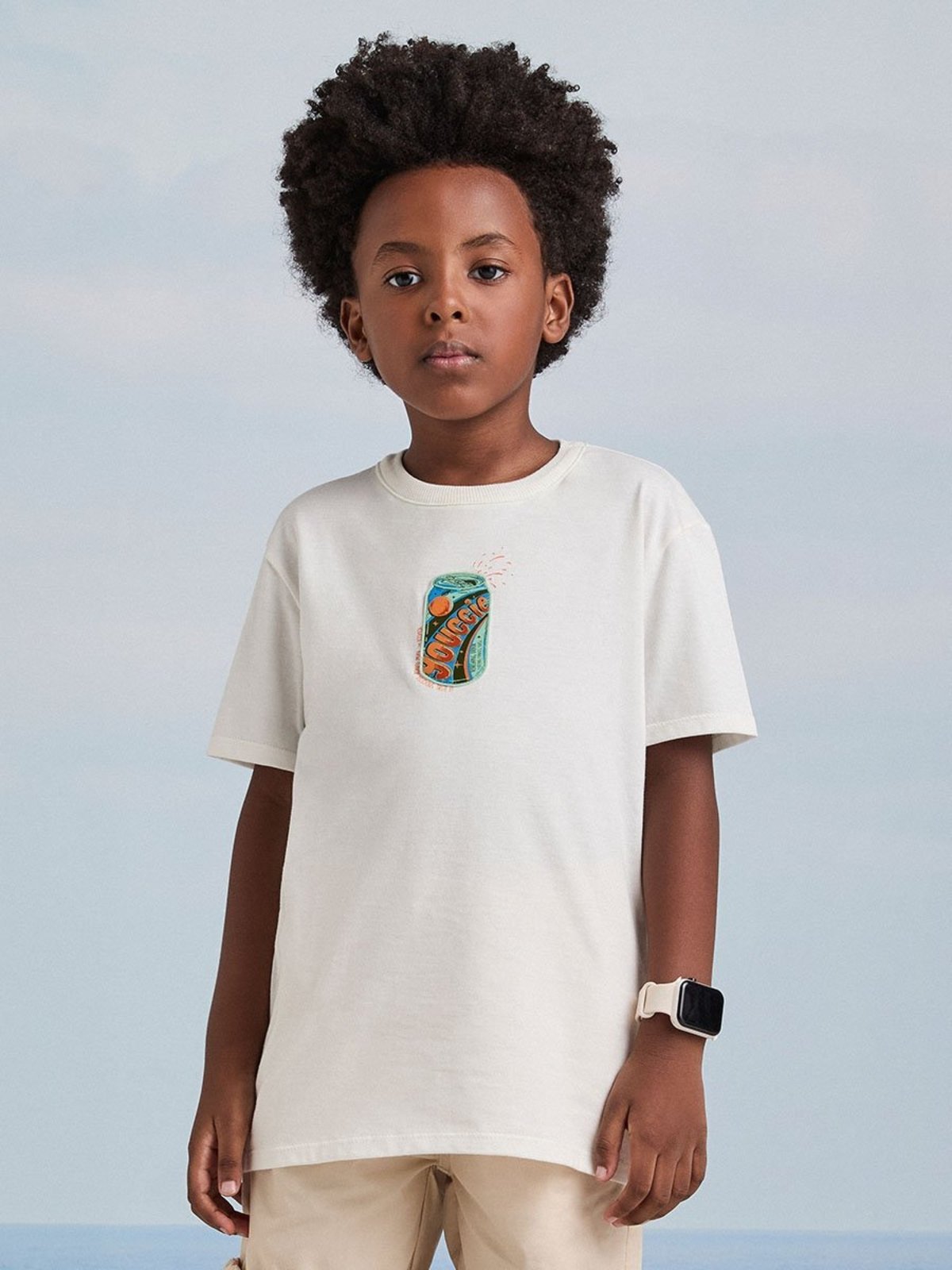 Infantil - Camiseta Off White com Estampa Juice