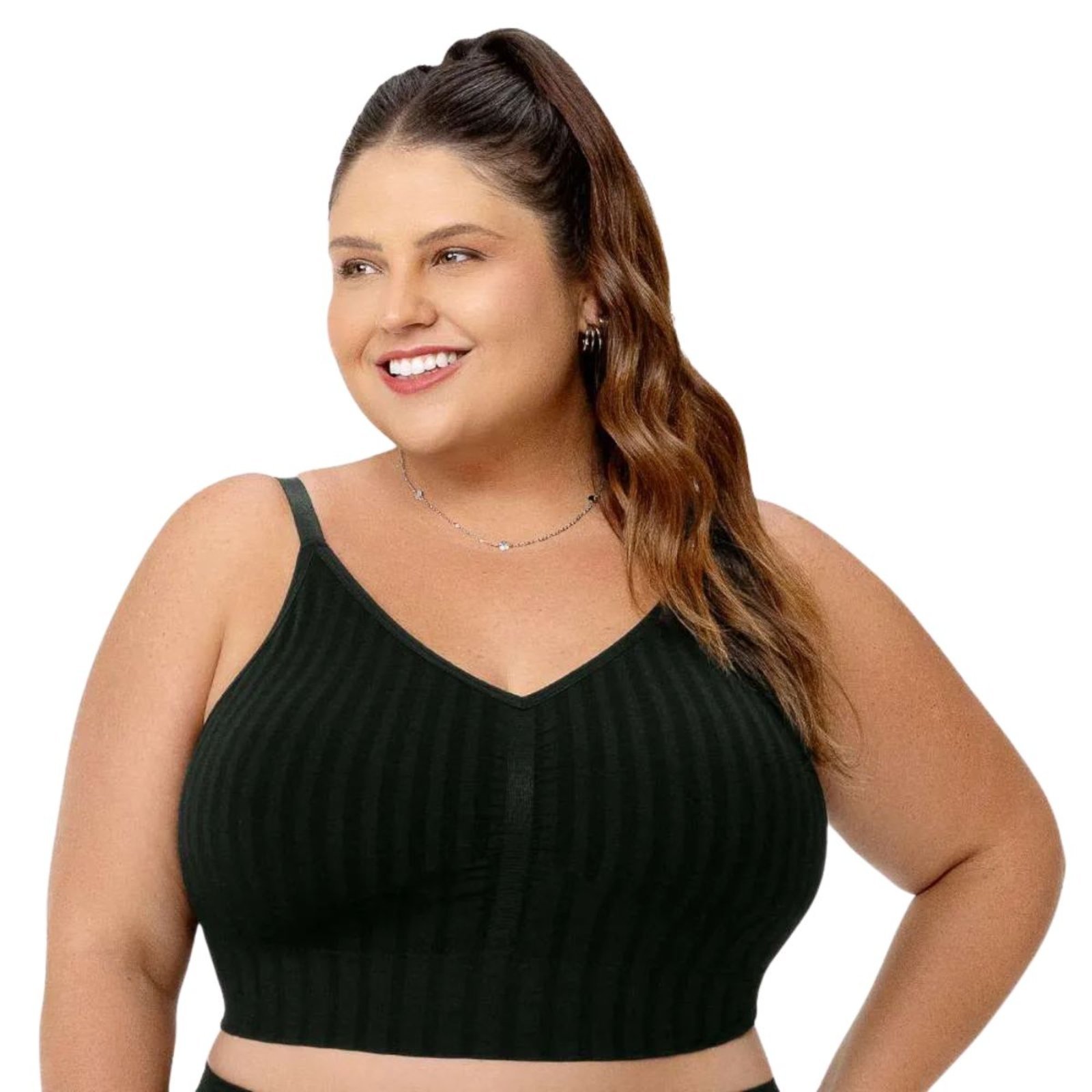 Top Plus Size Jacquard Bojo Removível Alças Ajustáveis