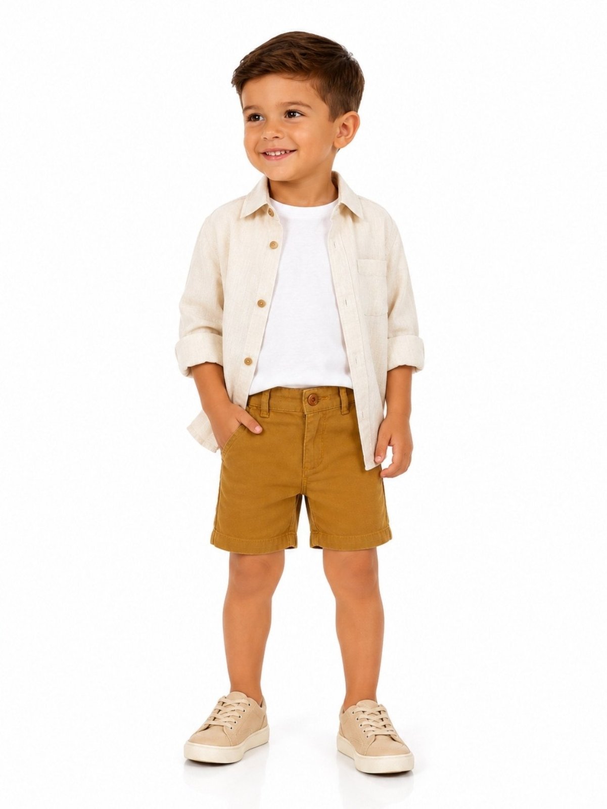 Infantil - Bermuda Alfaiataria Crawling Menino Camelo