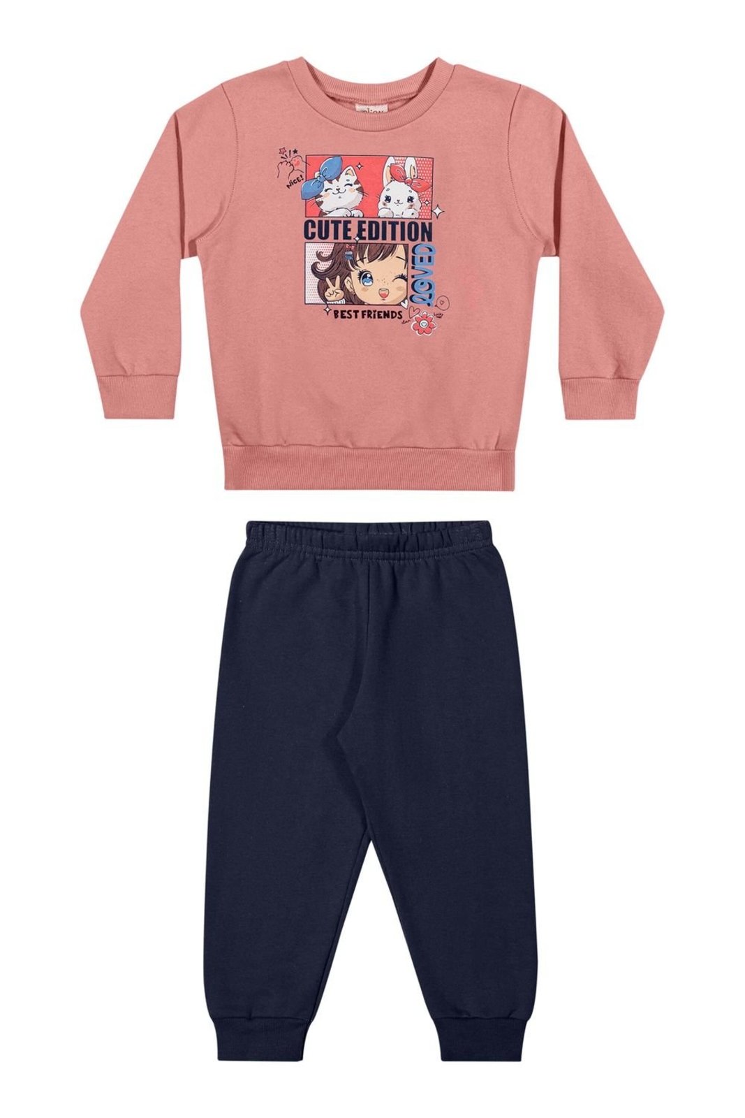Infantil - Conjunto Menina Longo Com Estampa Elian Coral