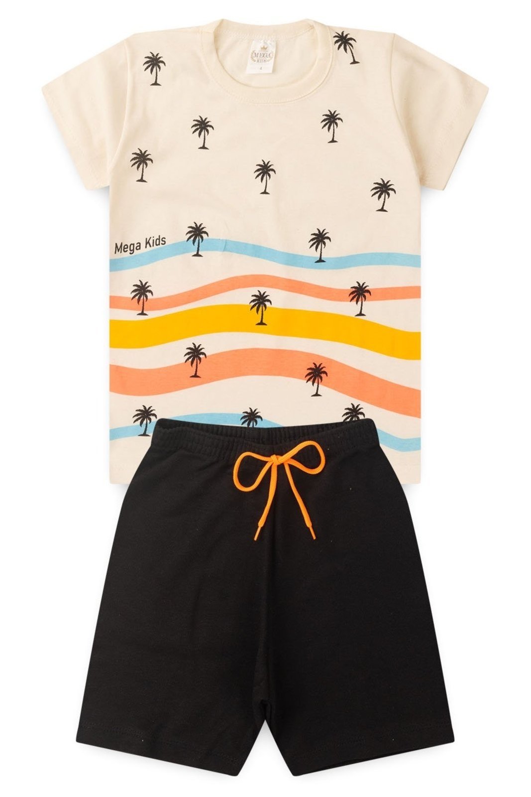 Vista 2 Infantil - Conjunto Verão Masculino Ondas e Coqueiros - Off White Mega Kids unico white Mega Kids unico white