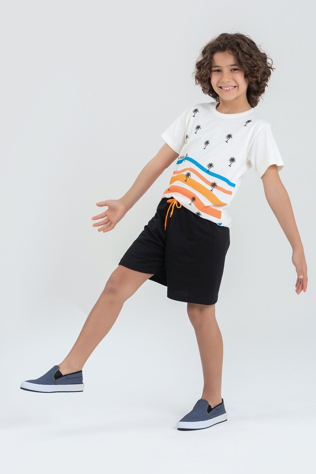 Vista 3 Infantil - Conjunto Verão Masculino Ondas e Coqueiros - Off White Mega Kids unico white Mega Kids unico white