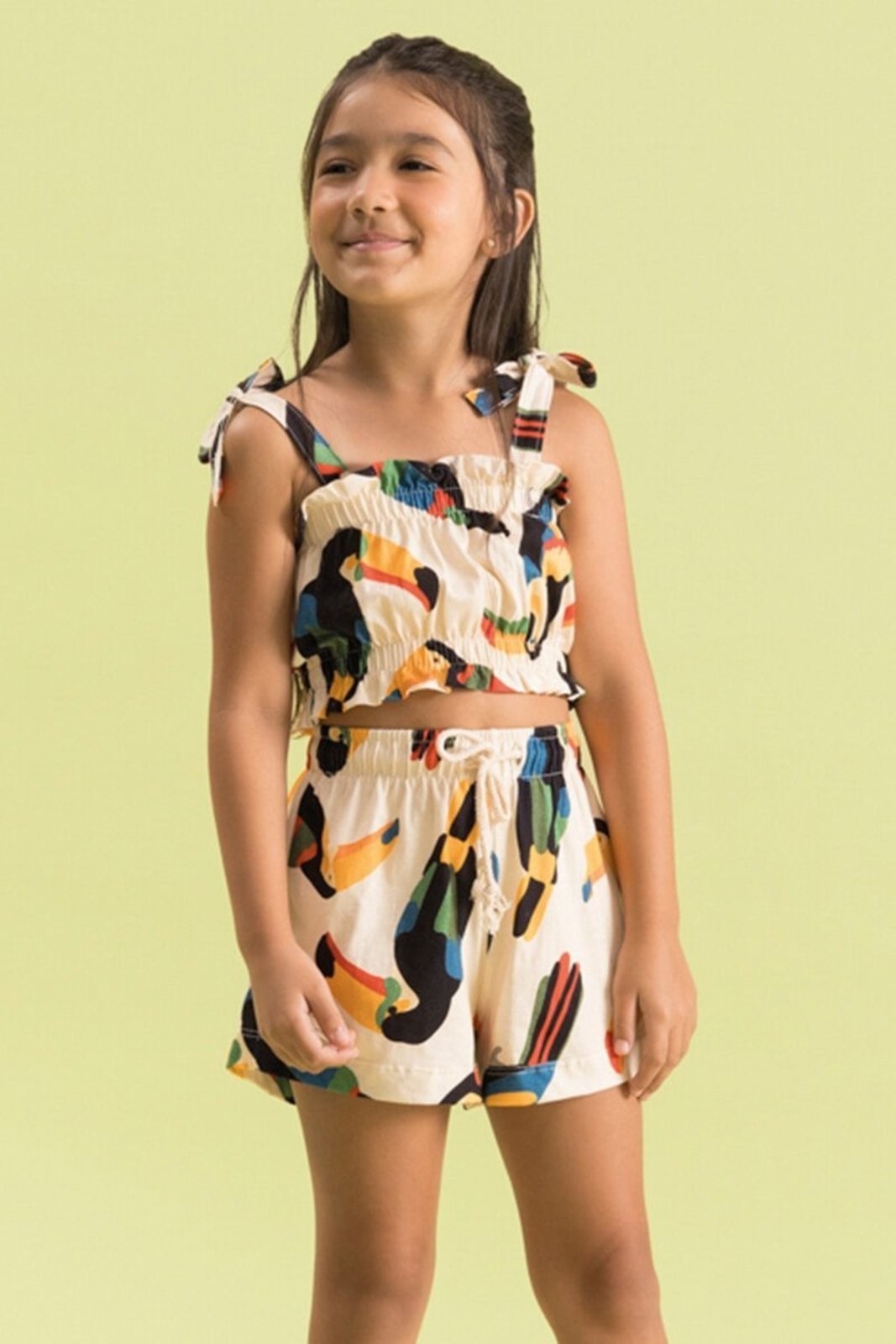 Vista 3 Infantil - Conjunto Bugbee Menina Malha de Algodão estampado/off-white Bugbee estampado/off-white