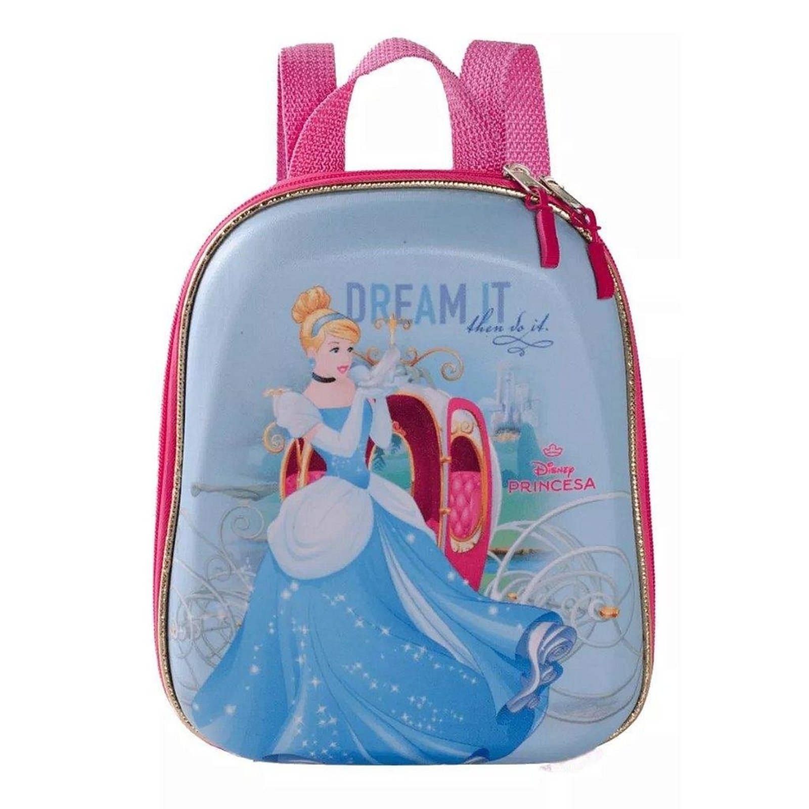 Infantil - Mochila MaxToy Escolar Princesa Cinderela Carruagem
