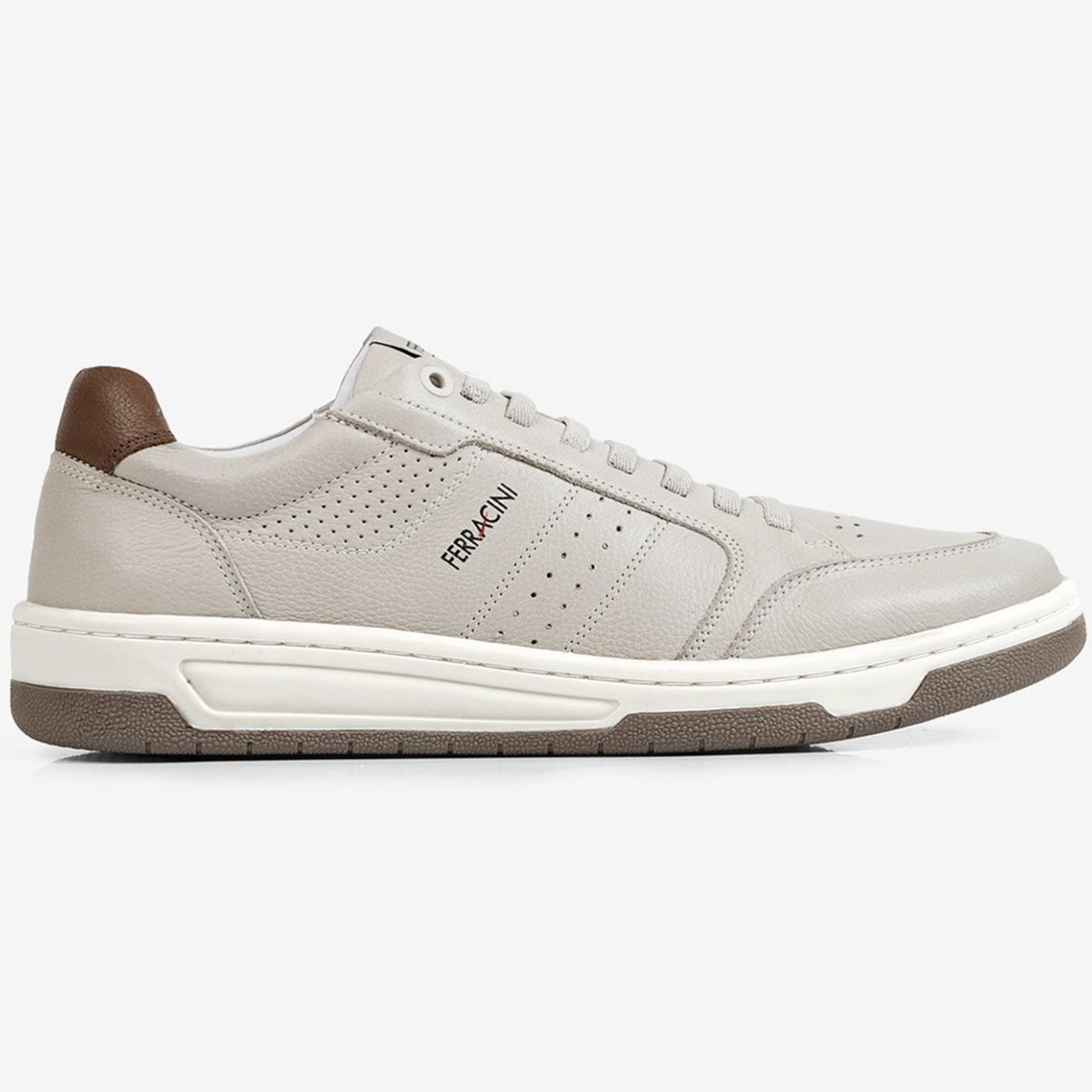 Sapatênis Couro Ferracini Vox 8057 617B Cinza Masculino