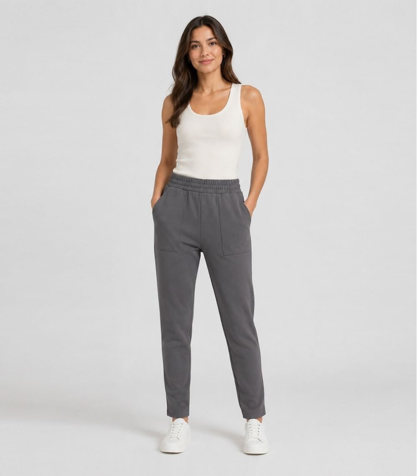 Calça Feminina Em Moletom Com Bolso Infinita Cor Cinza