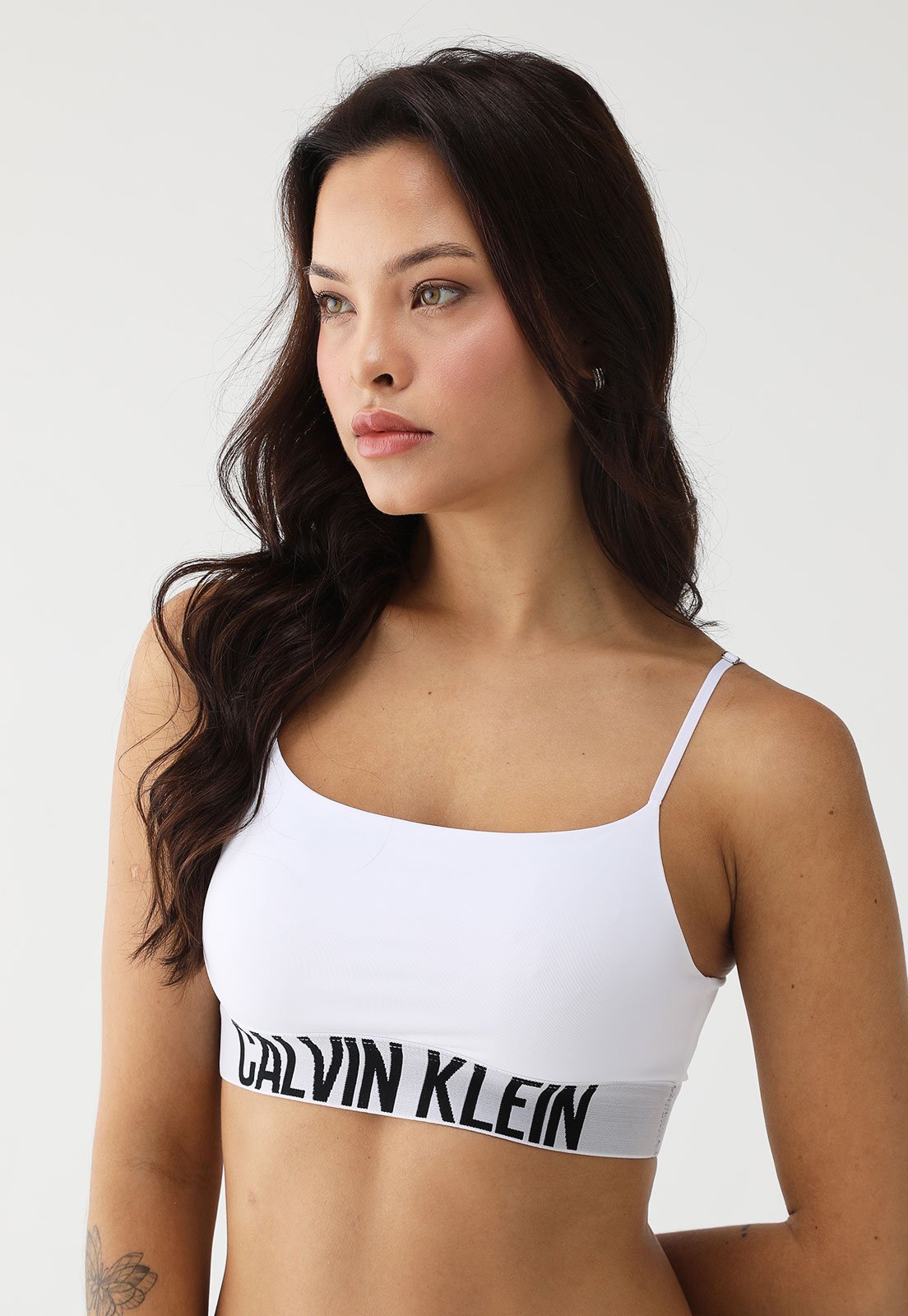 Top Calvin Klein Underwear Ajustada Logo Branco