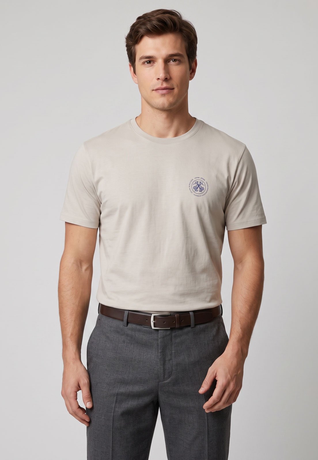 Camiseta Masculina John John Gola Redonda Bege