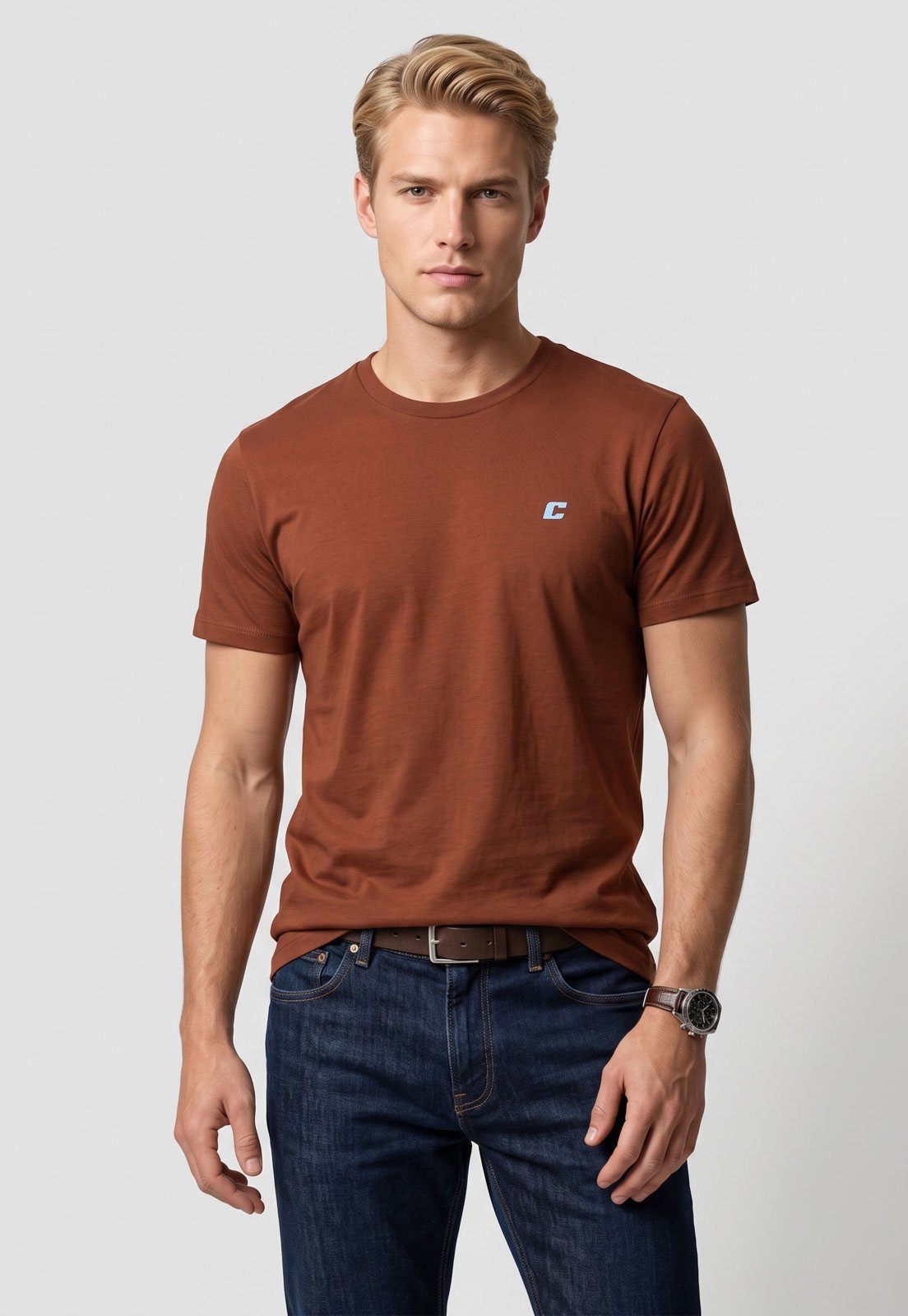 Camiseta Masculina Colcci Gola Redonda Marrom