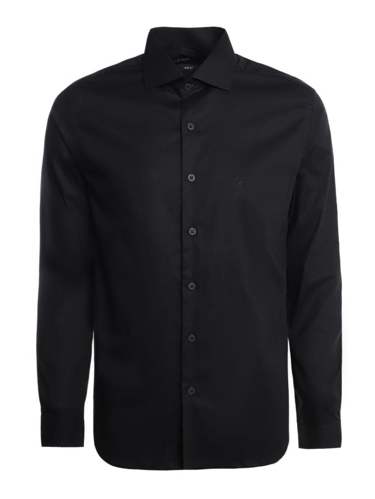Vista 2 Camisa Slim Manga Longa Eletrón Masculina preto Elétron preto