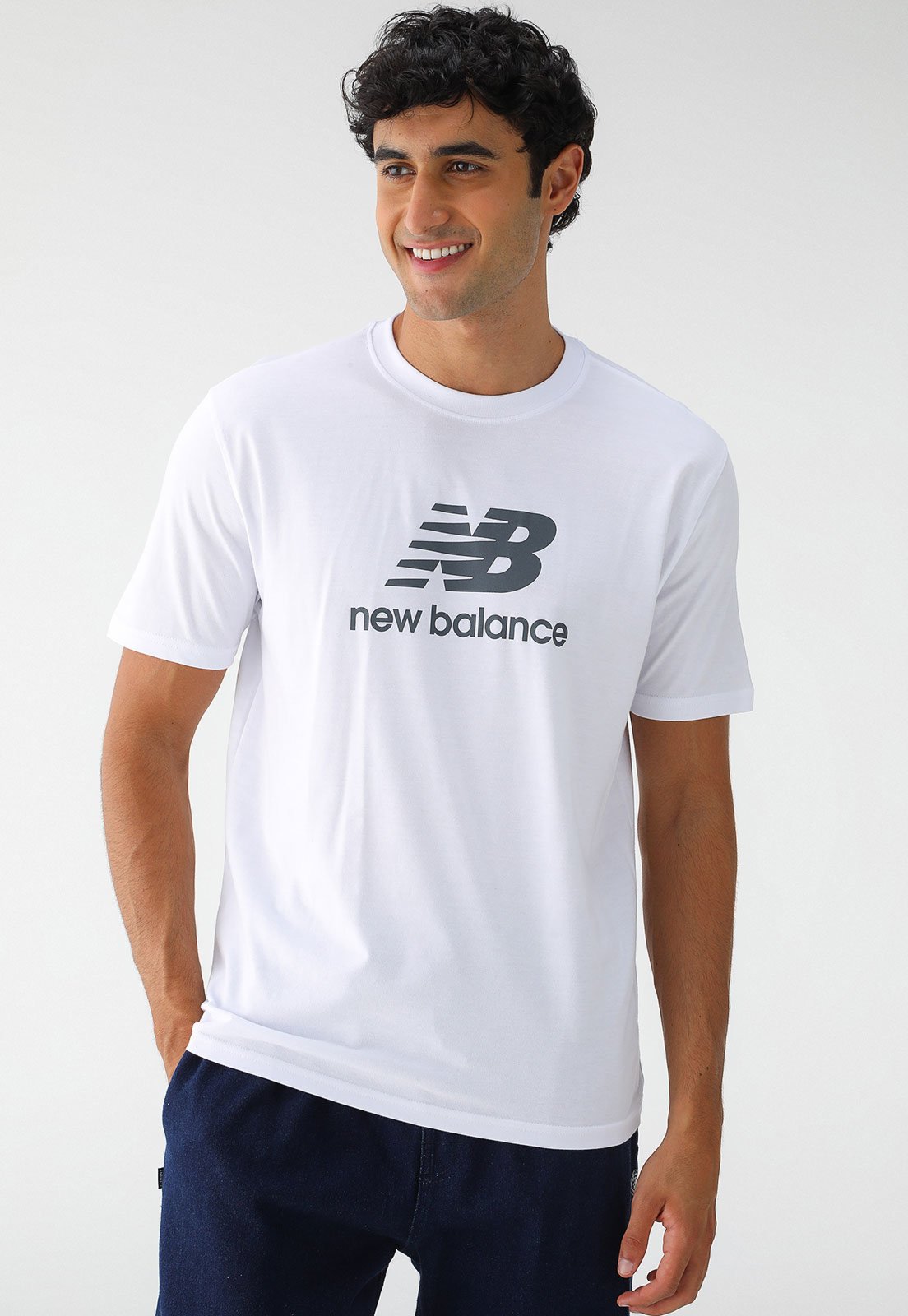 Vista 2 Camiseta New Balance Reta Icon Branca branco New Balance branco