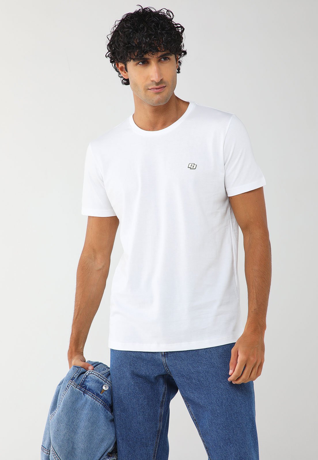 Camiseta Masculina Colcci Logo Bordado Branca