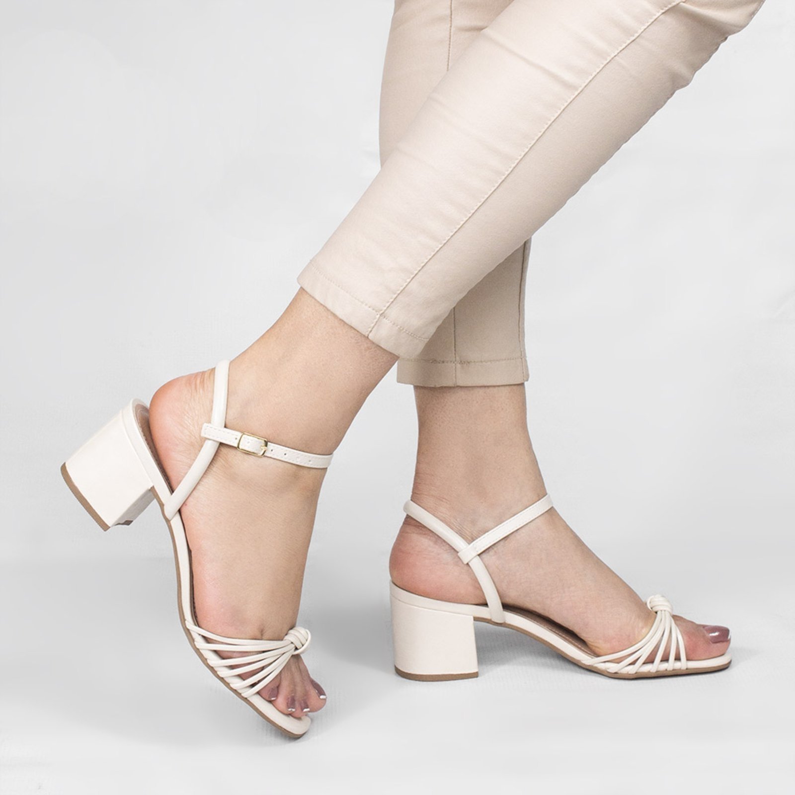 Vista 3 Sandália Zatta Salto Bloco Nó Iara Off White off-white white ZATTA off-white white