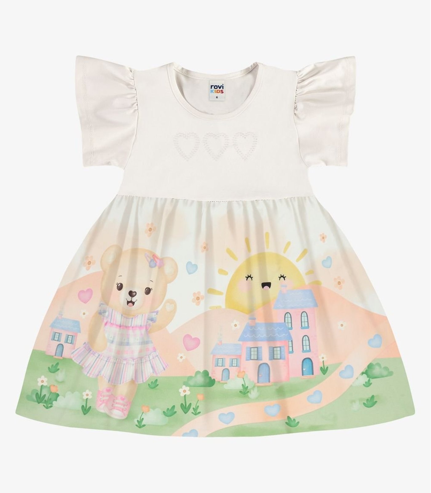 Infantil - Vestido Feminino Com Estampa Rovi Bege