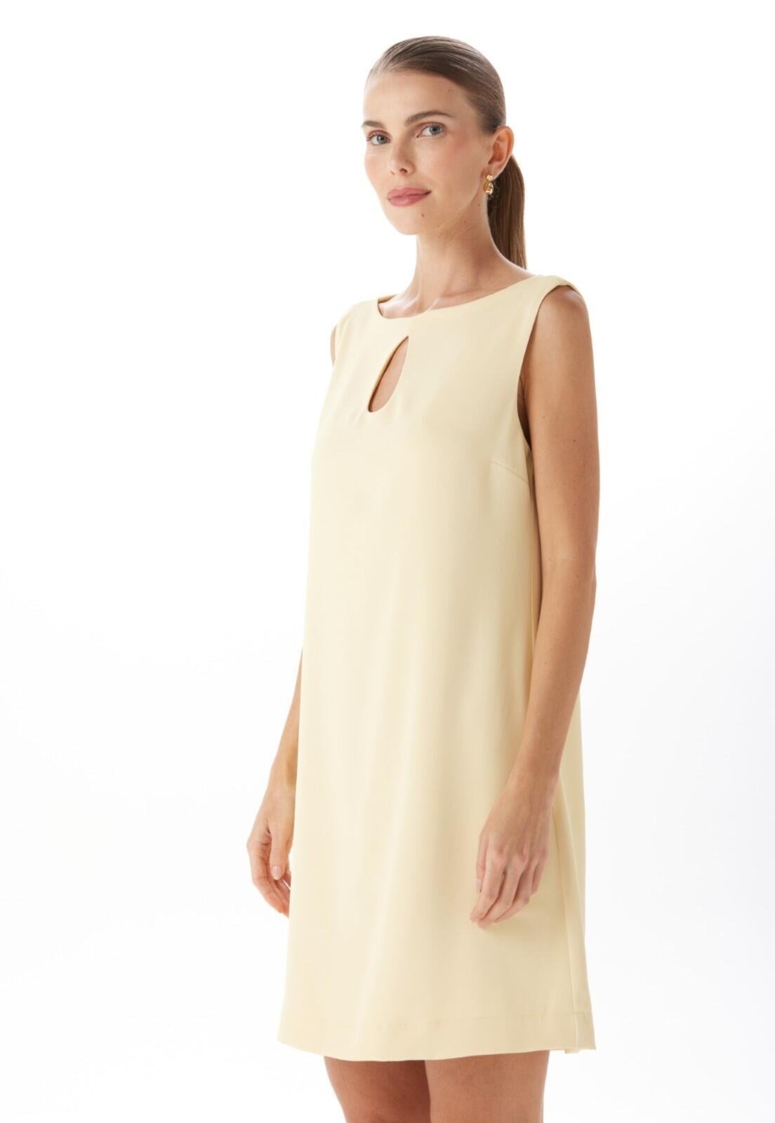 Vista 3 Vestido Curto Sem Mangas Traymon Manteiga - XGG Traymon amarelo