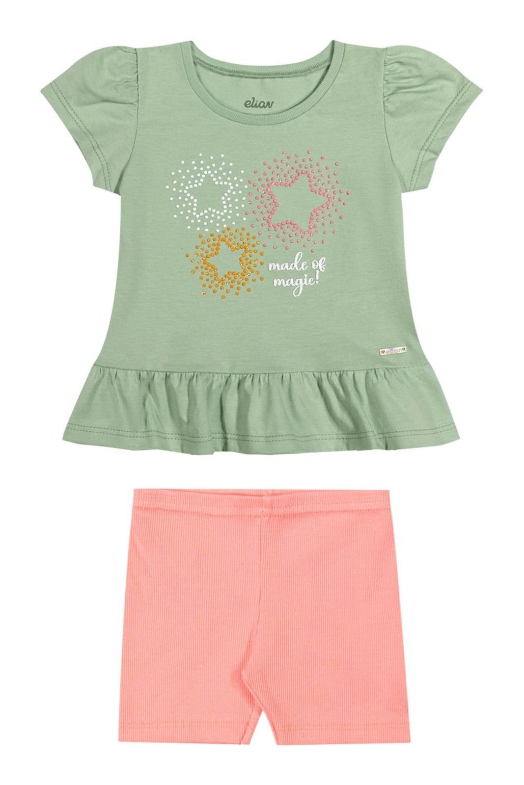 Infantil - Conjunto Menina Estrelas Glitter Elian Verde