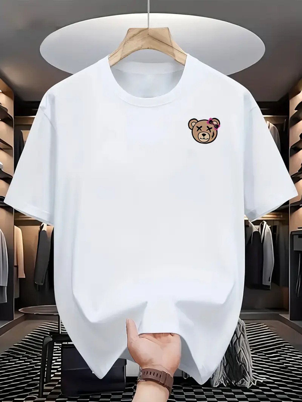 Camiseta Estampada Oversized Ursinho Safira Moda Algodão Branca