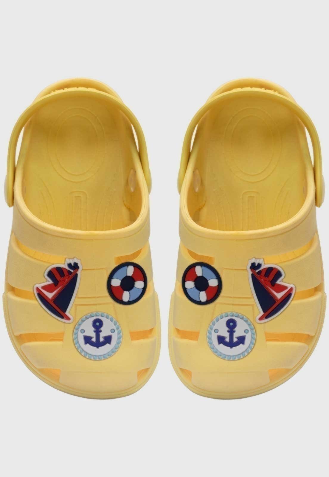 Infantil – Sandalia Babuche Popidi Menino Marinheiro Amarelo