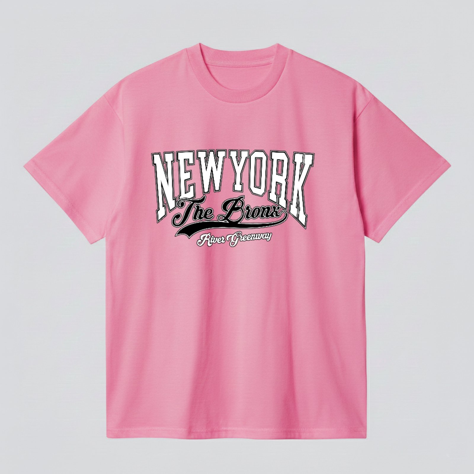 Camiseta Básica New York Bronx Vintage City Unissex Rosa