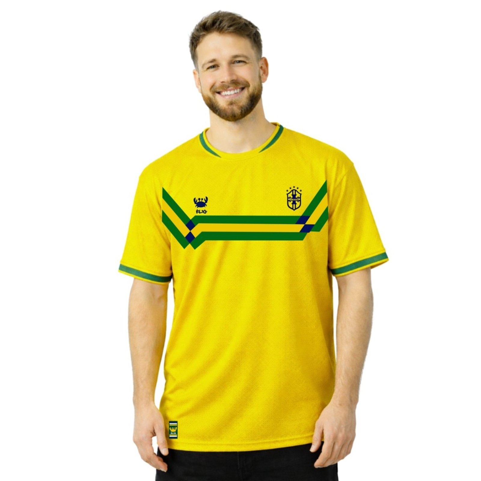 Camiseta Masculina Dry Fit Faixa Brasil Performance Gola Redonda para Treinos