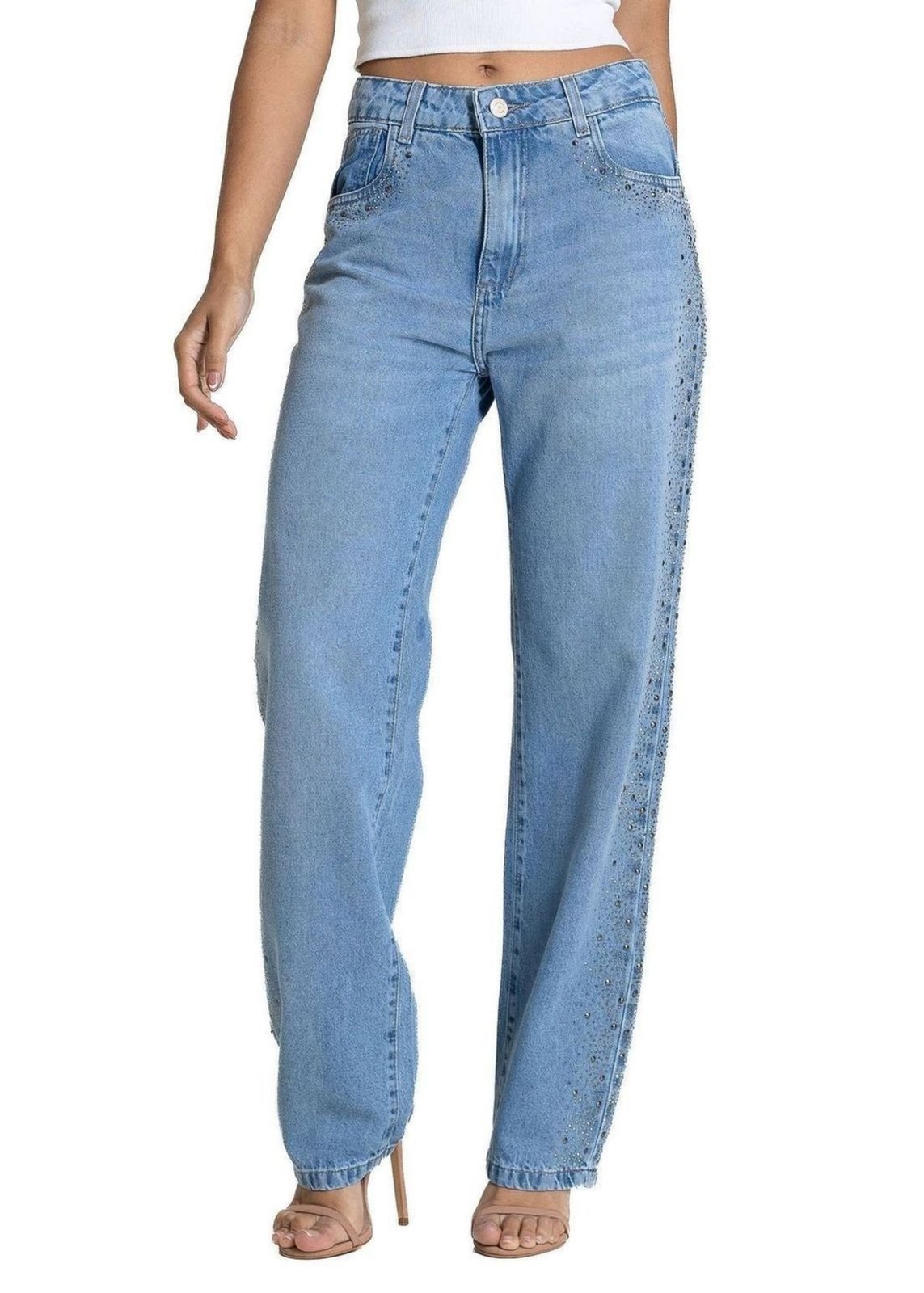 Calça Jeans Sawary Reta Brilho - 284011 - Azul - Sawary