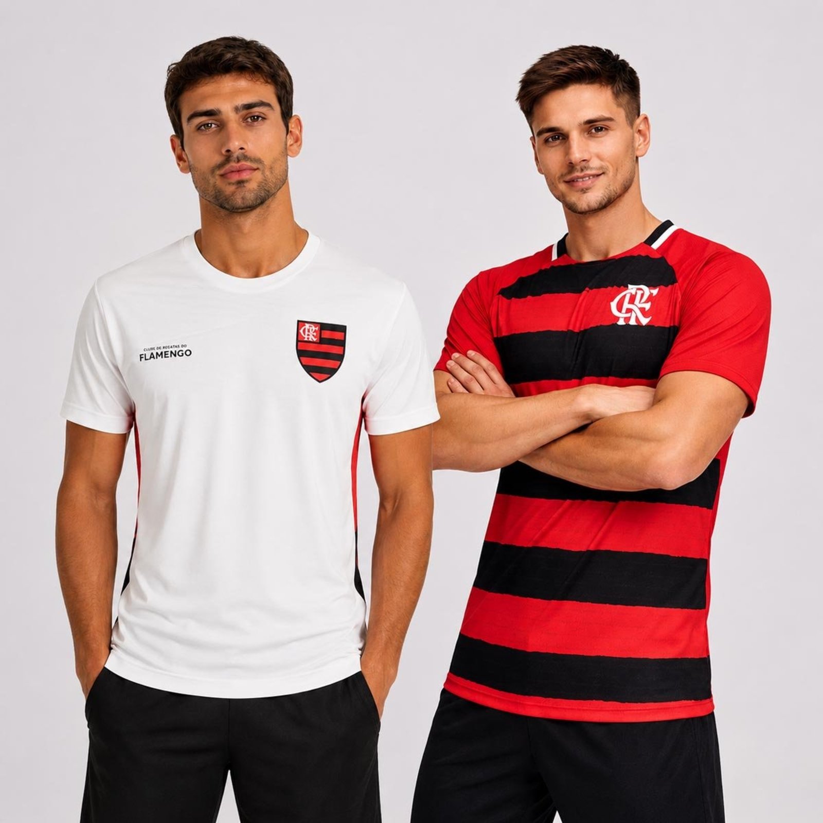 Kit 2 Camisas Flamengo Eco e Manto Off White e Vermelho