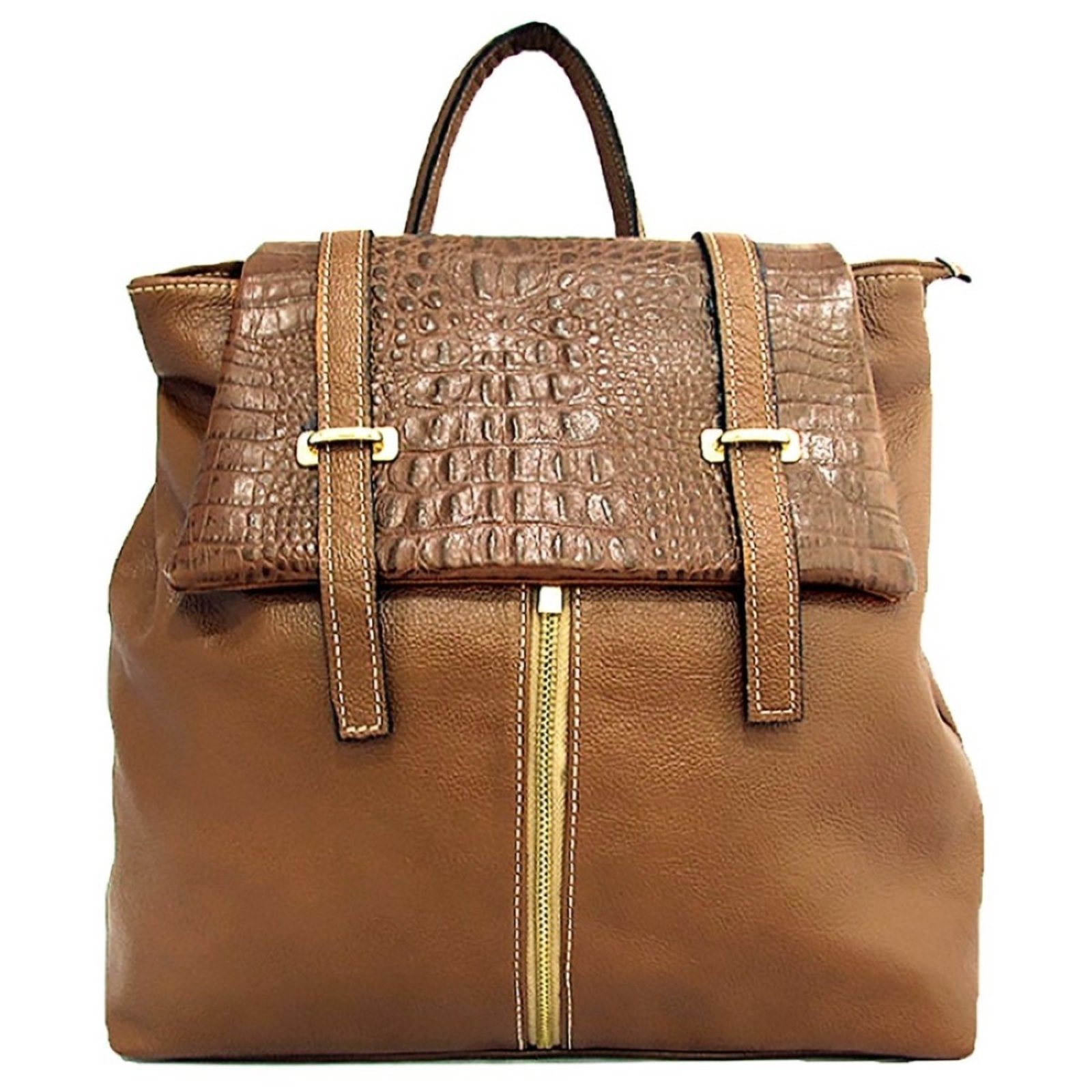 Mochila SN Couros Holanda Caramelo/Croco