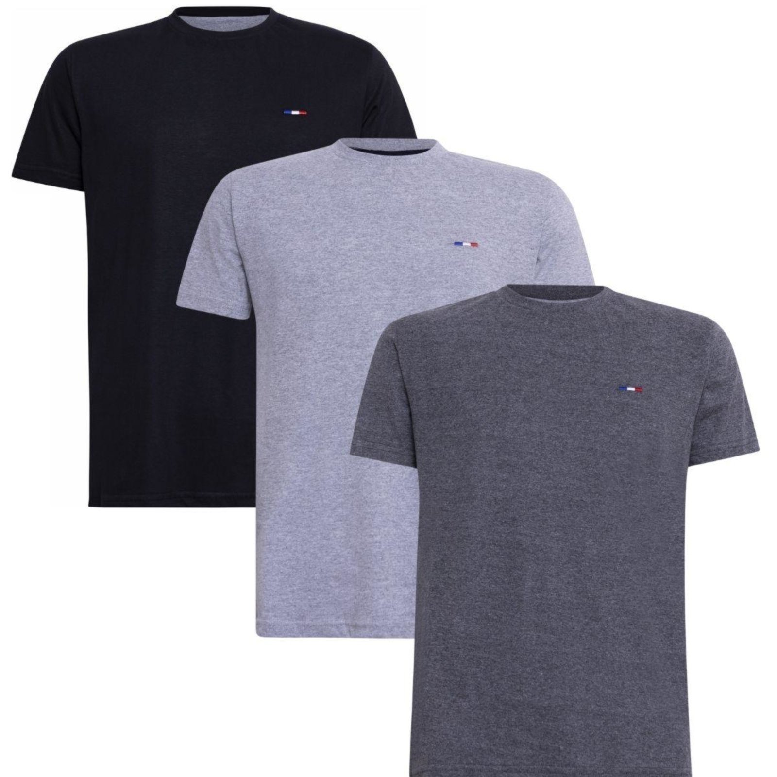 Kit 3 peças Camiseta Industrie Básica Bordada França Tommi Algodão Premium Masculina