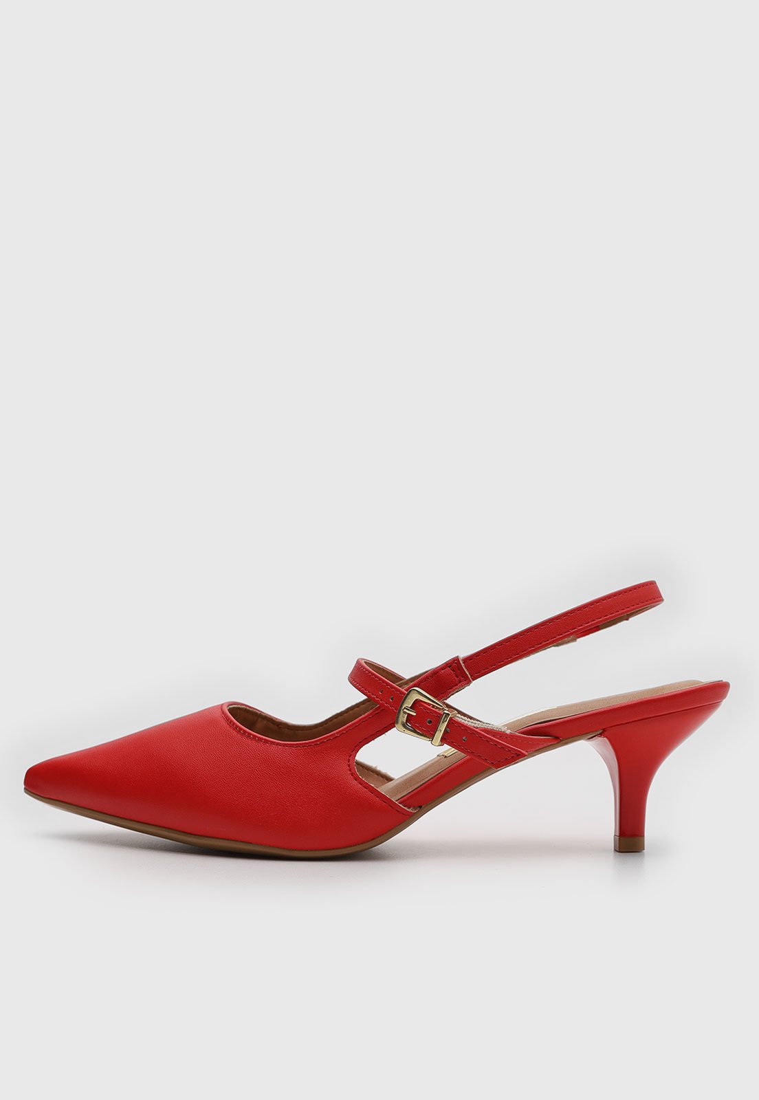 Scarpin Feminino Vizzano Salto Baixo Bico Fino Vermelho