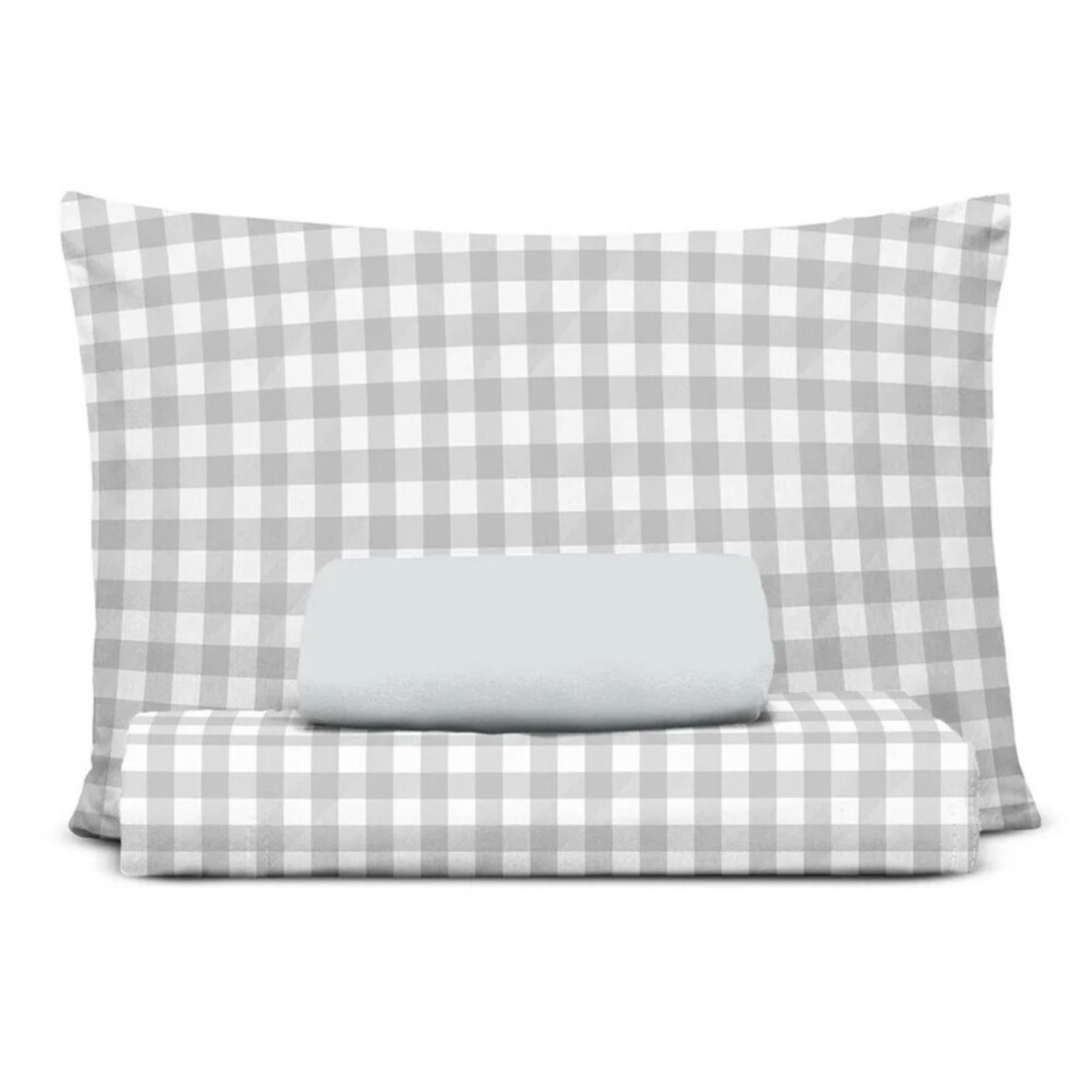 Jogo Cama Casal Malha Soft Algodao Egipcio Vichy Cinza