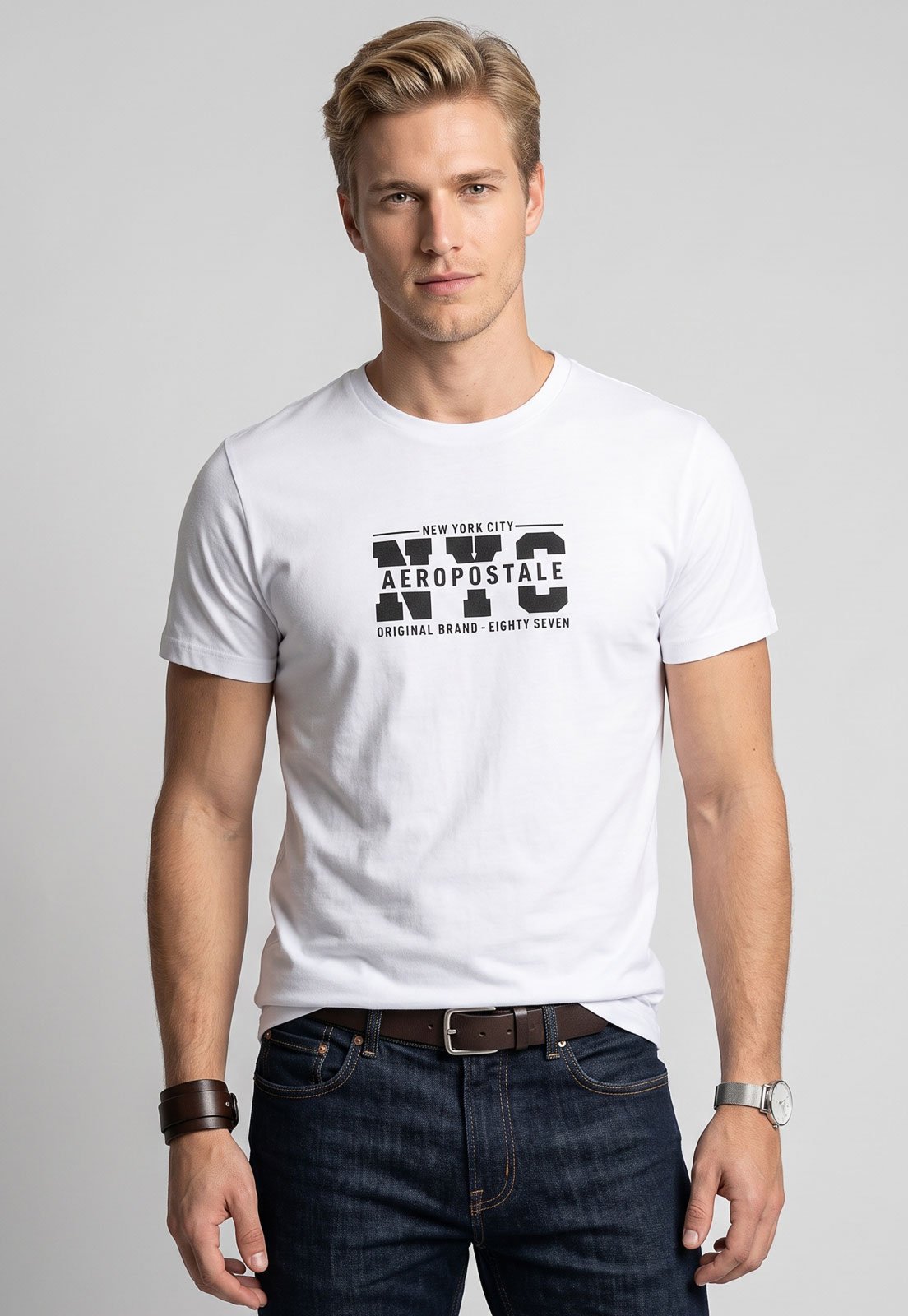 Camiseta Masculina Aeropostale Estampa Nova York Branca
