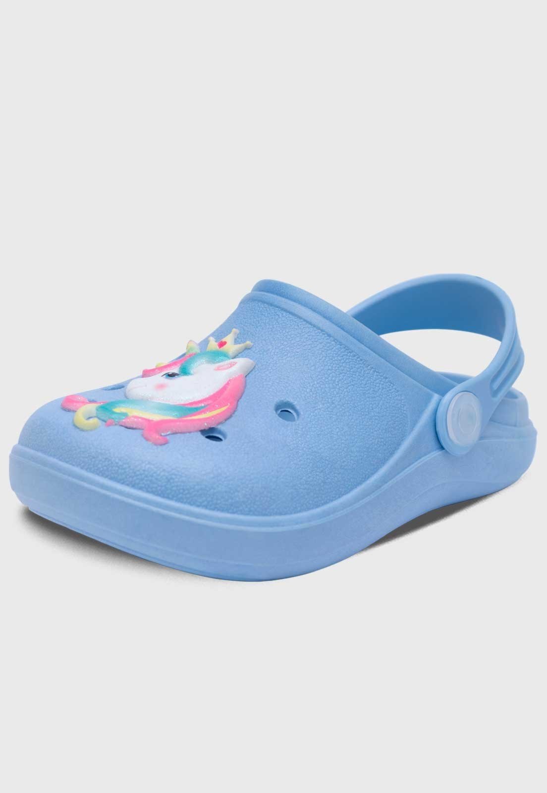 Infantil – Babuche Feminino Pópidi Menina Unicórnio Azul