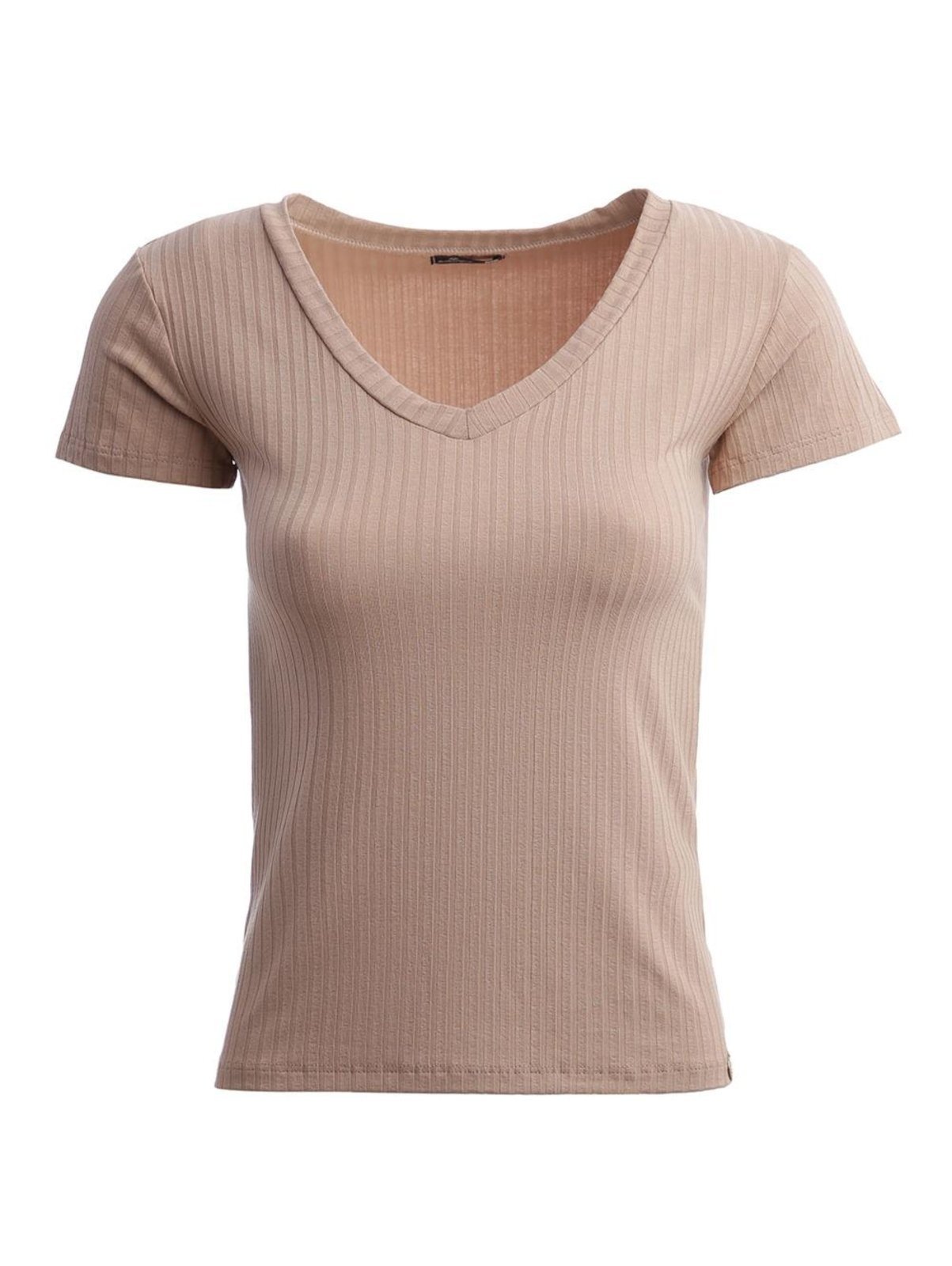 Vista 2 Blusa Manga Curta Canelada Autentique Feminina bege Autentique bege