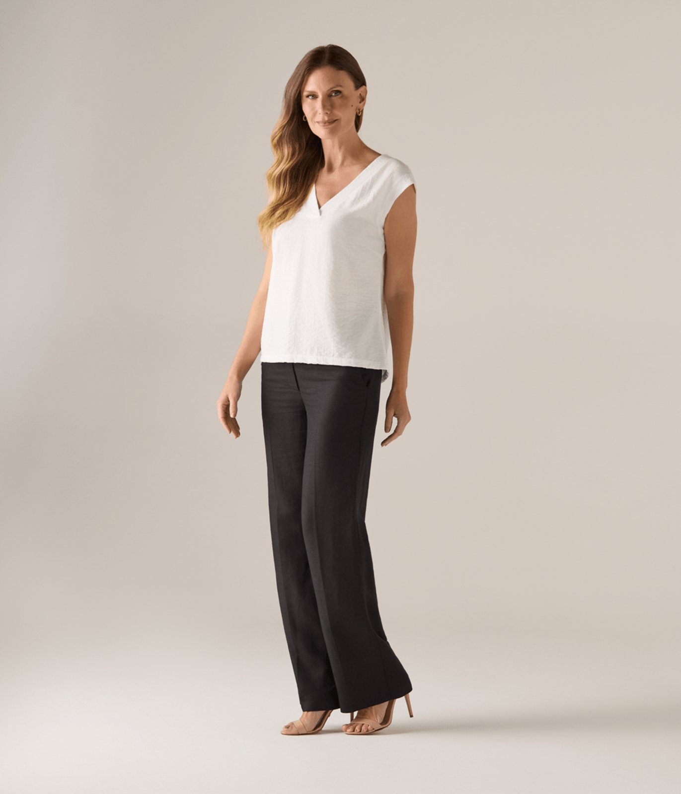 Calca Makenji Pantalona Cos Largo Feminina Preta