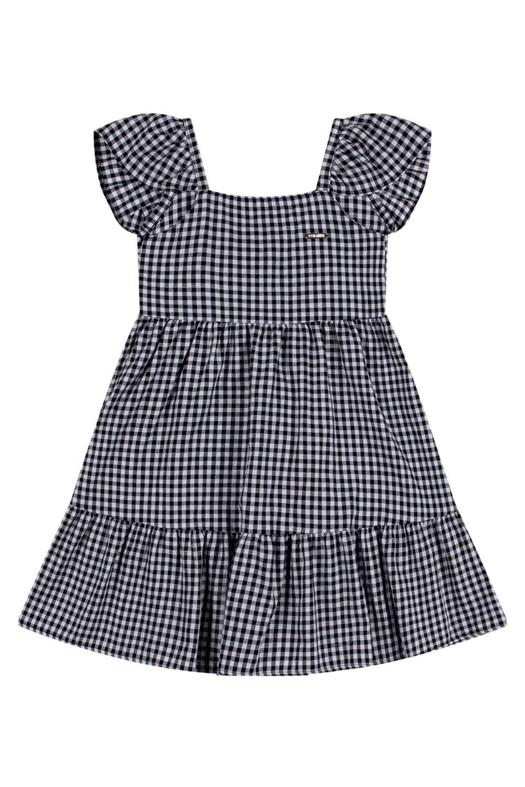 Infantil - Vestido Menina Xadrez Lurex Colorittá Preto