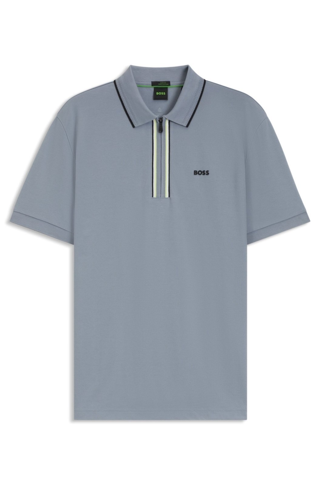Polo de ajuste slim em algodão elástico de secagem rápida