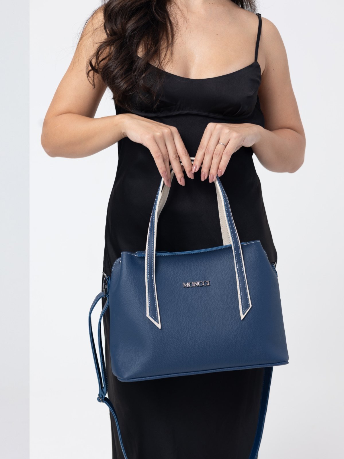 Bolsa Moncci Média Alça transversal e alça de mão Azul