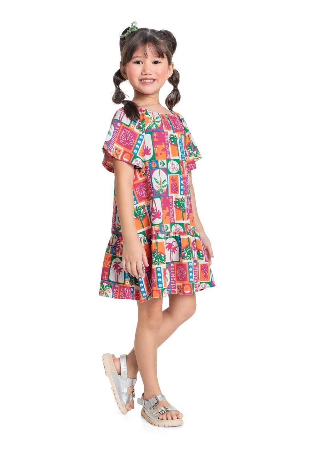 Infantil - Vestido Estampado para Menina Bee Loop Rosa