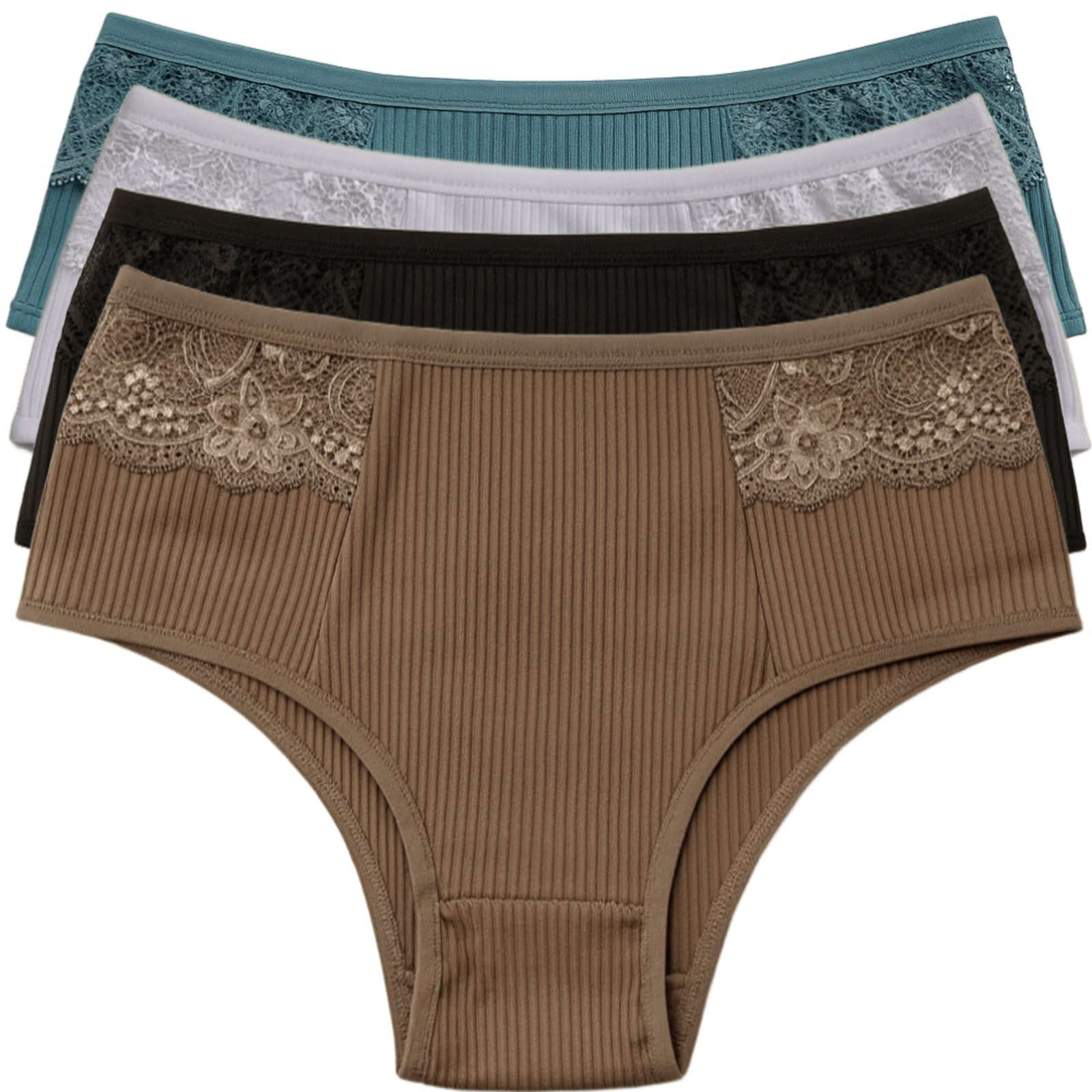 Kit 4 Calcinhas Reflexo Íntimo Com Renda Canelada Lingerie Básica Multicolorida