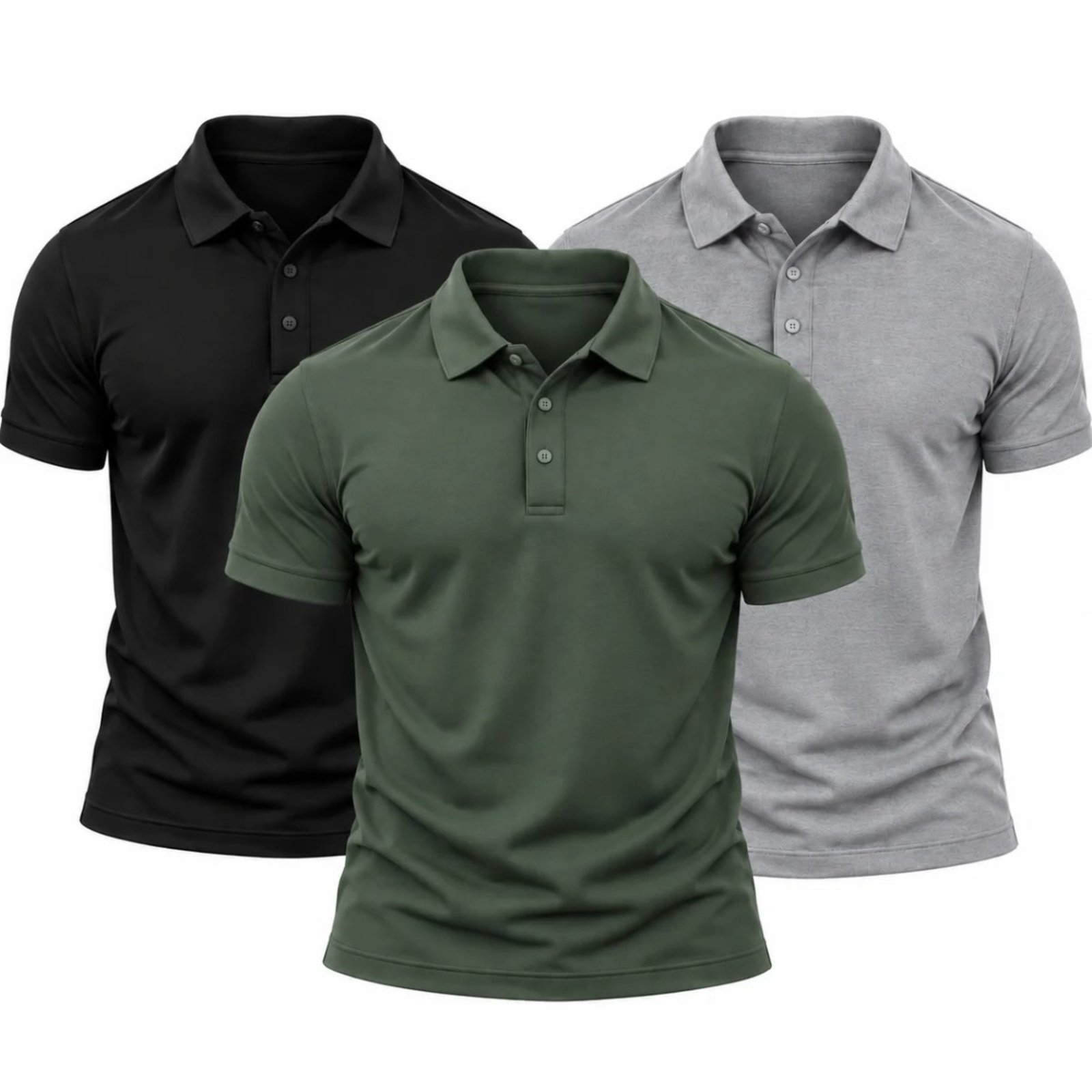 Kit 3 Camisas Polo Poliamida Masculina Básica Premium Colorido