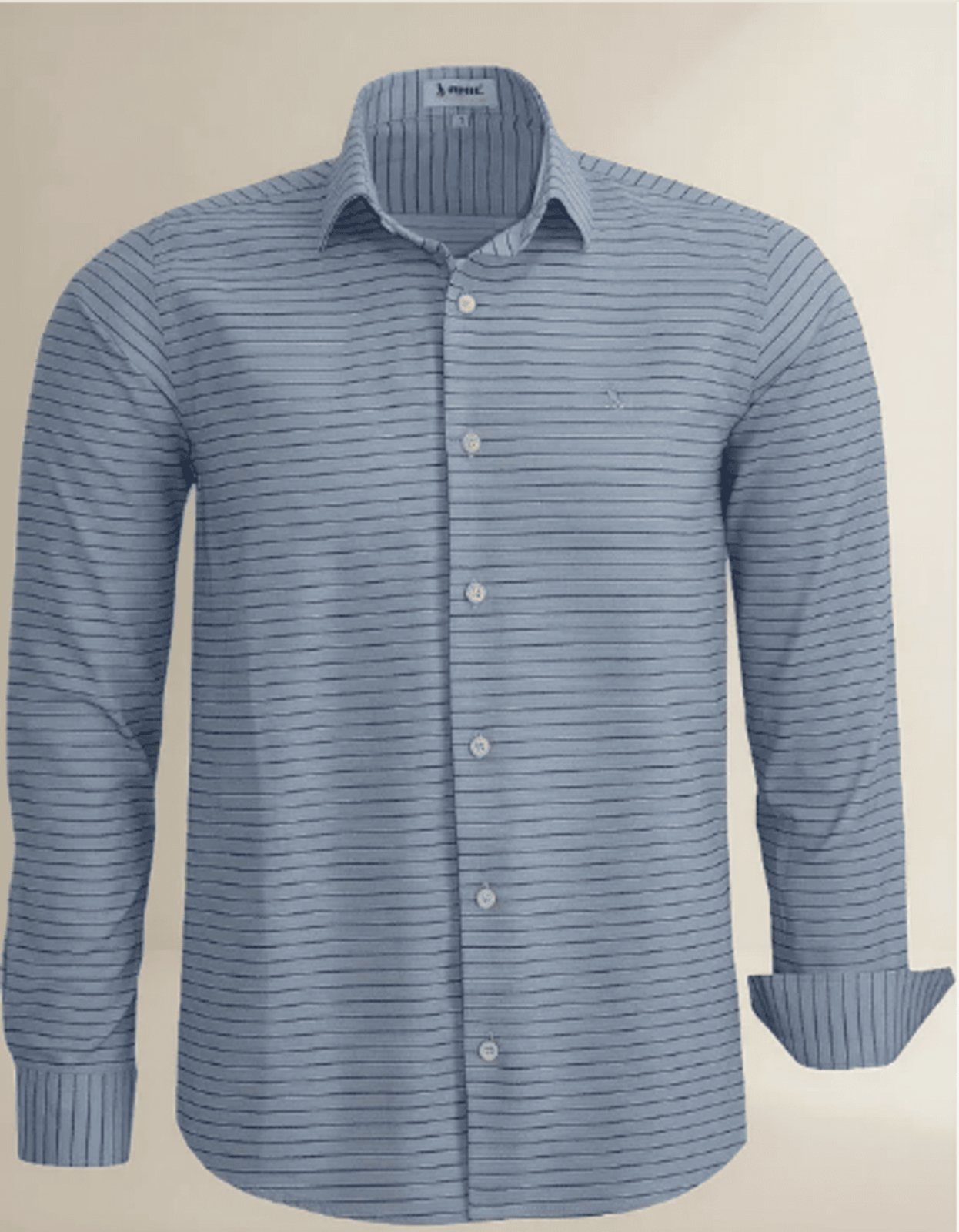 Camisa Social Amil Listrada Andor Algodão Fácil de Passar Macia M/Longa Luxo Chumbo