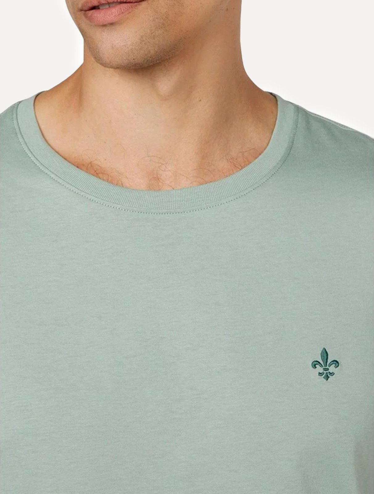 Vista 3 Camiseta Dudalina Masculina Ultrasoft Pima Cotton Logo Claro verde Dudalina verde