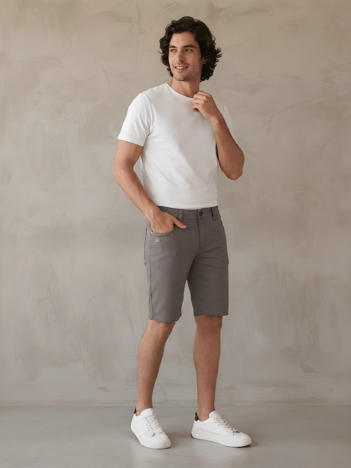 Bermuda Masculina Sarja Color Reta Radial Hangar
